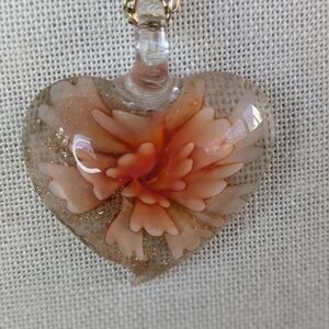 Heart-Shaped Glass Pendant Necklace